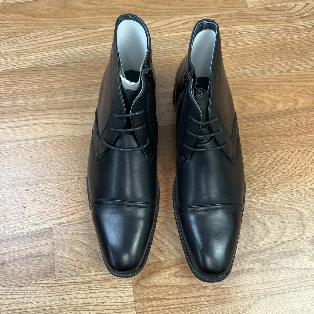 Amali Berino Black Ankle Short Dress Boots Zip Men's Size‎ 9 NEW